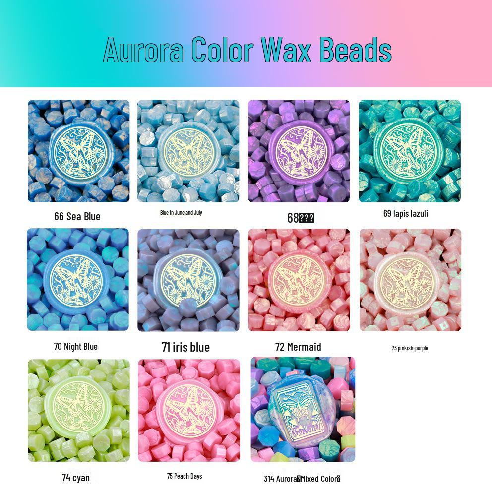 Pearlescent Iridescent Sealing Wax Stamp Set with Octagonal Wax Granules