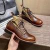 Fashion New Brown Boots for Men Black Business Handmade Men's Short Boots Round Toe Slip-On Ankle Boots Motorcycle Boots Combat Boots