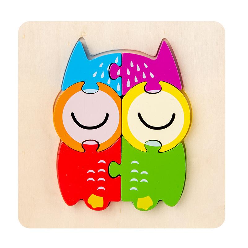 Может использоваться как детская деревянная 3D мультяшная головоломка с изображением животных, трехмерный пазл, обучающая игрушка Монтессори для раннего развития