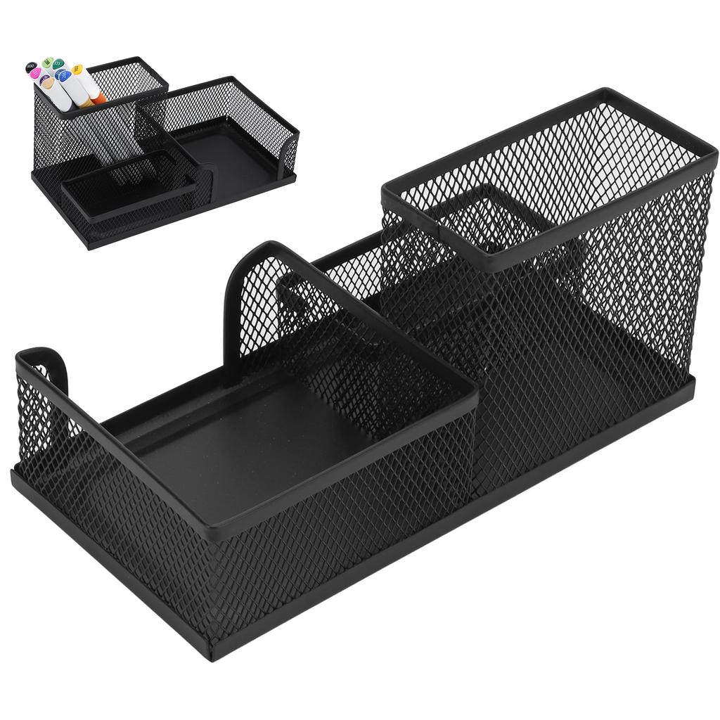 Органайзер для ручек, многофункциональный держатель для ручек, 3 отделения, прочный металлический, классический стиль, маленький