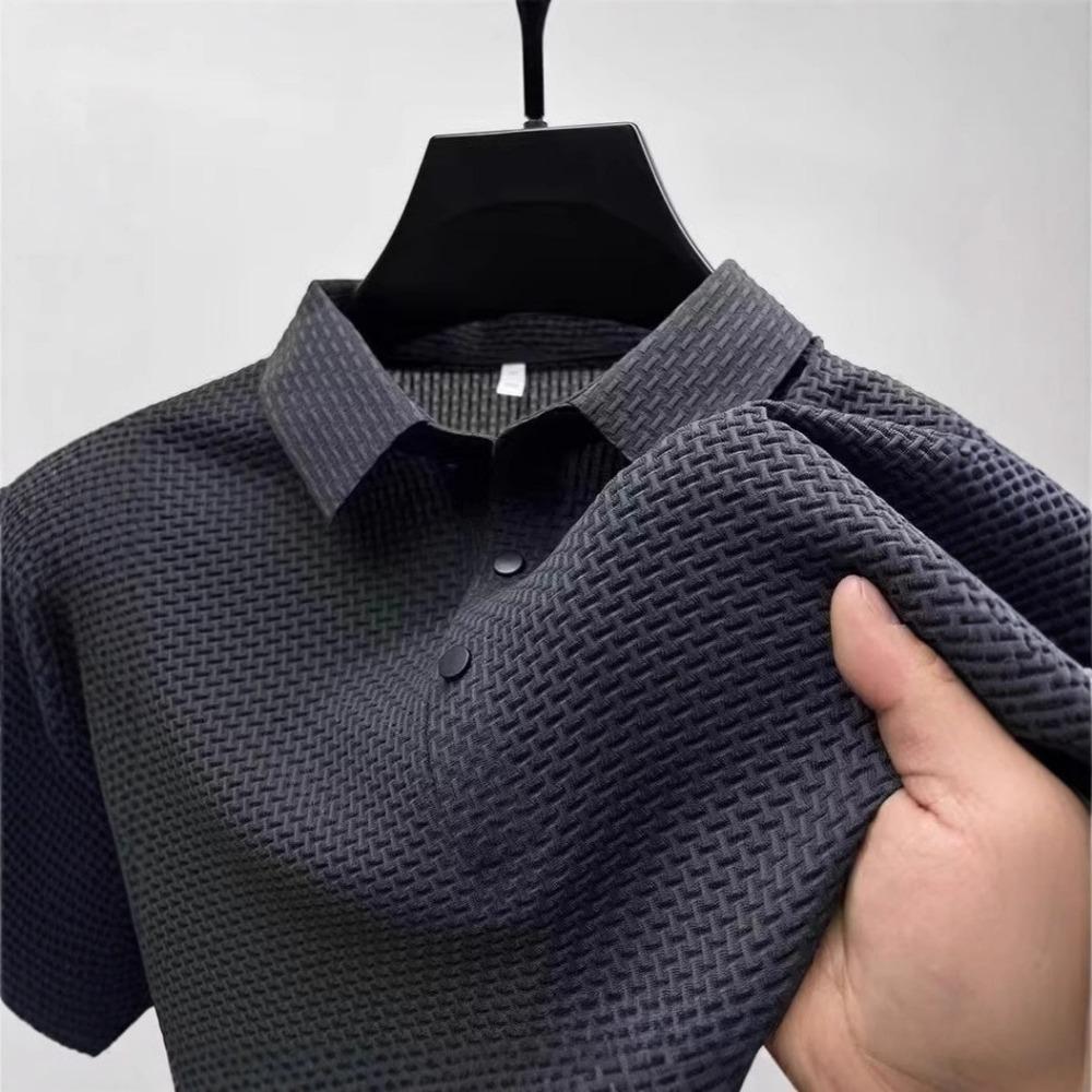 2025 Новая эластичная рубашка из ледяного шелка, удобная дышащая спортивная рубашка для фитнеса для мужчин с коротким рукавом