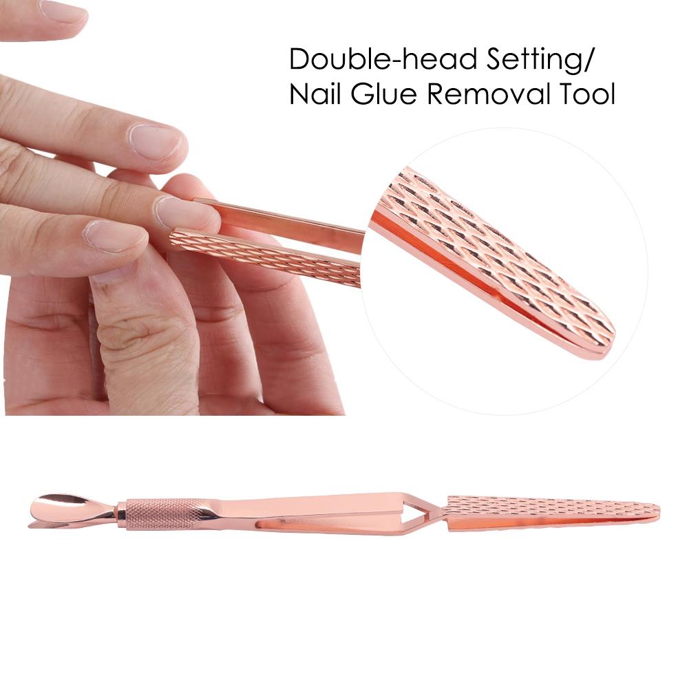 Nail Shaping Nail Glue Removal Clamp Stainless Steel Clip Nail Art Tool (Rose Gold)