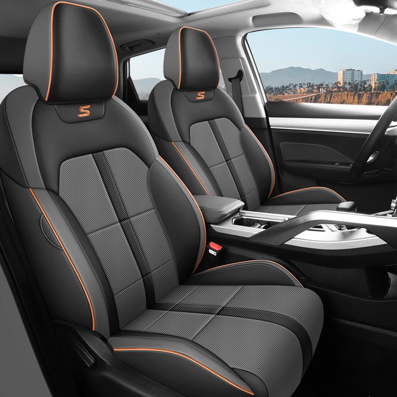 Bin Yue 5-Seater Perforated Leather Car Seat Cushion - All-Season Universal Fit