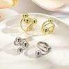 Copper Plated Gold Wire-wrapped Hollow Ball Triple Open Ring