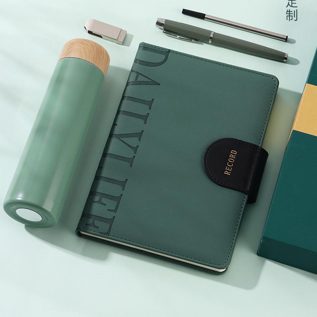 A5 Thick Leather Business Notebook, Buckle Office Notepad, Meeting Record Book, Travel Log, Diary, Student Notebook, Excerpt Book