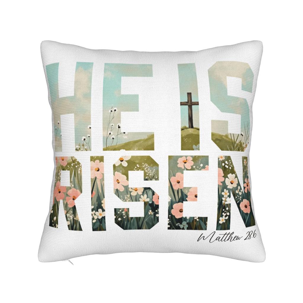 He Is Risen Boho Easter Christian Jesus Pillow Case Fashion Pillow Cover Soft Pillowcases For Chair Sofa Home Decor