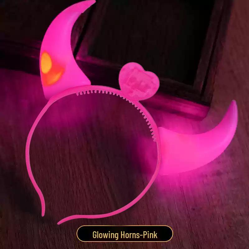 Luminous Halloween Pumpkin Devil Horn Headband for Concerts and Parties