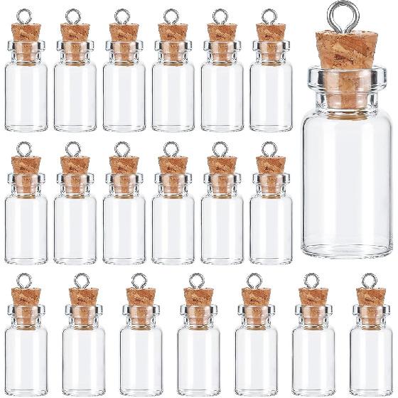 20Pcs Small Glass Bottles with Cork 1ml Empty Spell Jars Mini Potion Bottles Tiny ing Container for DIY Crafts Wedding Chrismas Decoration