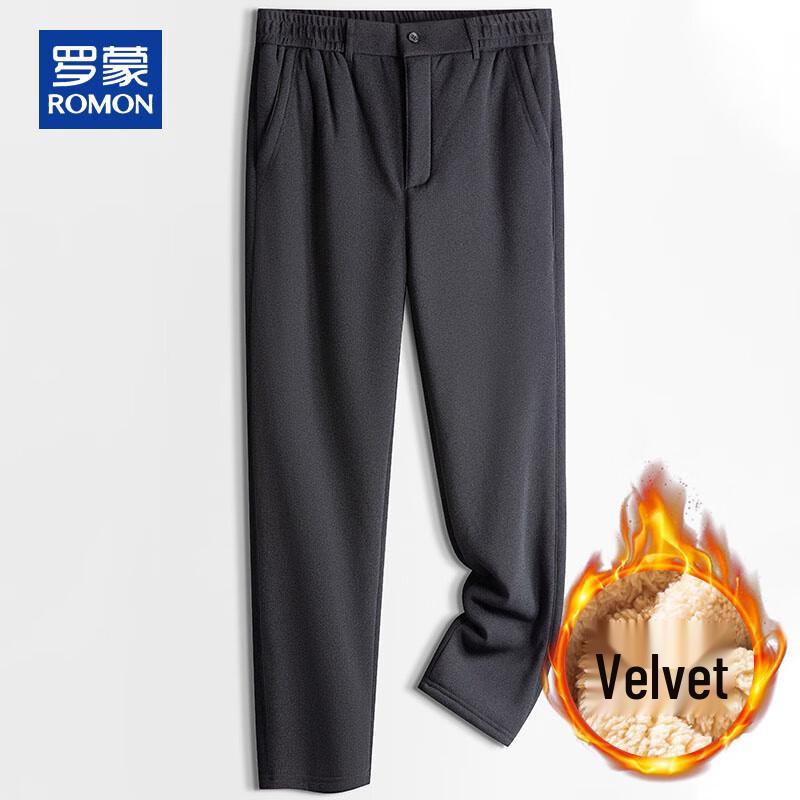 ROMON Men's Fleece-Lined Warm Straight-Leg Casual Pants