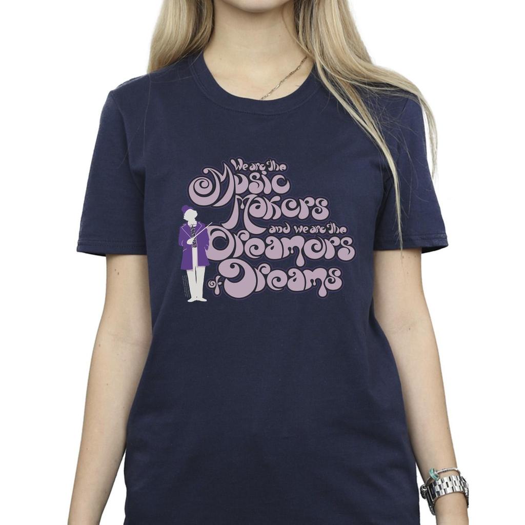 Willy Wonka Womens/Ladies Dreamers Text Cotton Boyfriend T-Shirt