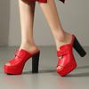 Модные туфли на платформе, женские летние босоножки на высоком каблуке, роскошные женские туфли-мюли, черные, белые, красные, туфли для вечеринок, большой размер 50