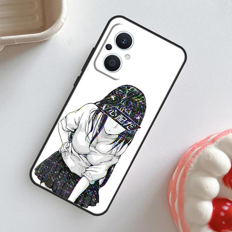 Чехол с грустной девушкой в стиле японского аниме для OPPO Reno 11 10 Pro 11F 8T 4Z 5Z 5 6 8 7 Lite OPPO Find X5 X6 Pro X2 X3 Lite