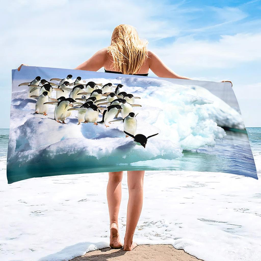 Little Penguin Printing Series Seaside Resort Beach Towel Swimming Bath Towel Sports Towel