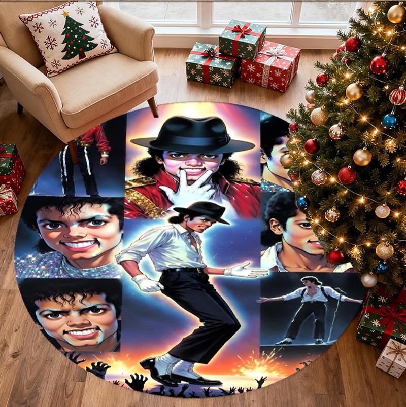 Michael Jackson Pattern Round Rug, Indoor/Outdoor Mat, for Picnic, Gameroom, Bedroom, Office, Living Room, Home Decor Carpet, Birthday Gift