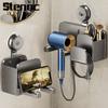 Stenoc No Punching Grey Suction Cup Hair Dryer Holder Wall Shelf Wall Mounted Hair Dryer Storage Rack Hair Dryer Storage Rack