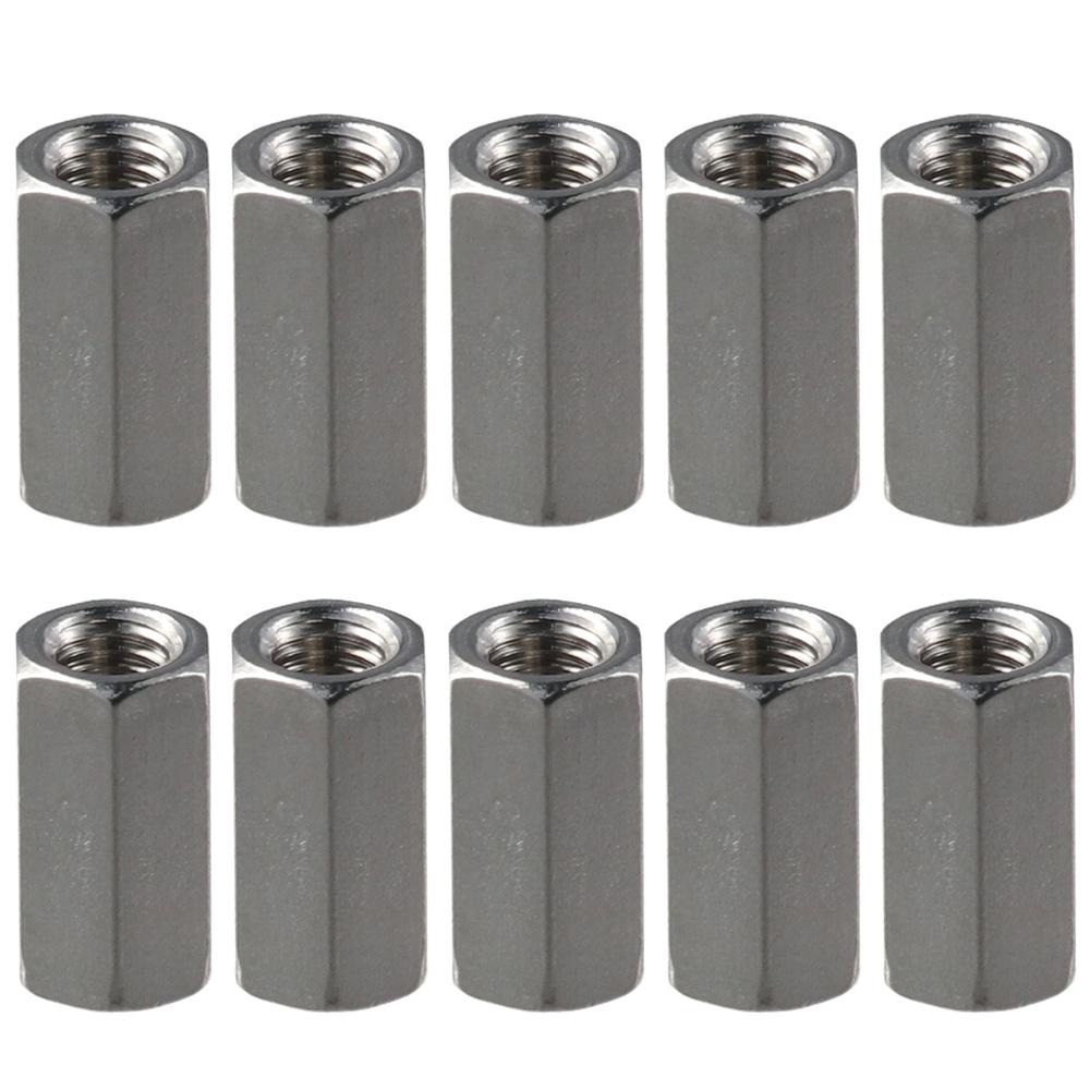 10 шт. серебряных шестигранных гаек из нержавеющей стали 304 метрического размера, простые в установке шестигранные соединительные гайки