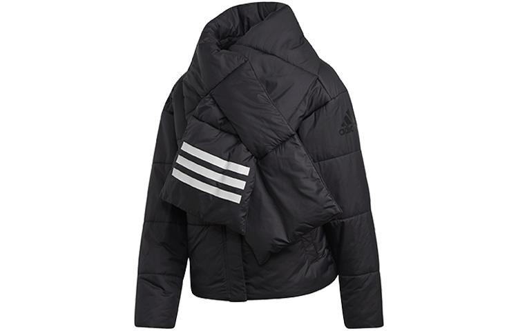 Women's Adidas Puffer Jackets Women's Black Scarf Collar Moderate Detachable