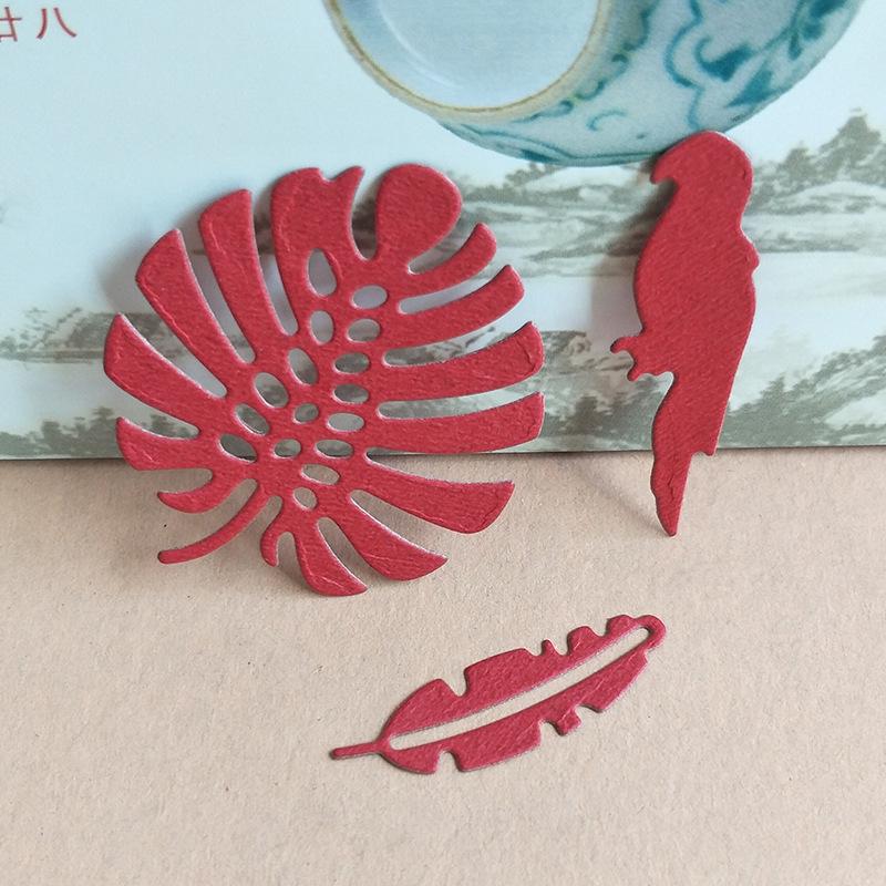 Птичье перо, листья, металлические штампы для скрапбукинга, тиснение, трафареты для изготовления карт, ремесленный декор