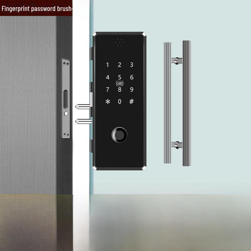 Умный замок для стеклянной двери без удара: Дистанционно управляемый замок со сканером отпечатков пальцев для одно- и двухдверных дверей