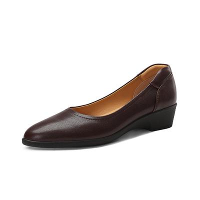 Мягкие и удобные туфли из овчины для бабушки, толстый каблук, средний каблук, рабочая обувь, круглый нос, легкий нос, одинарные туфли