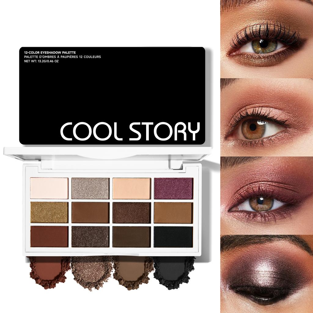12-color Pink Eyeshadow Palette - Matte and Shiny Versions, Suitable for Both Day and Night, Long-lasting Waterproof Eyeshadow Palette