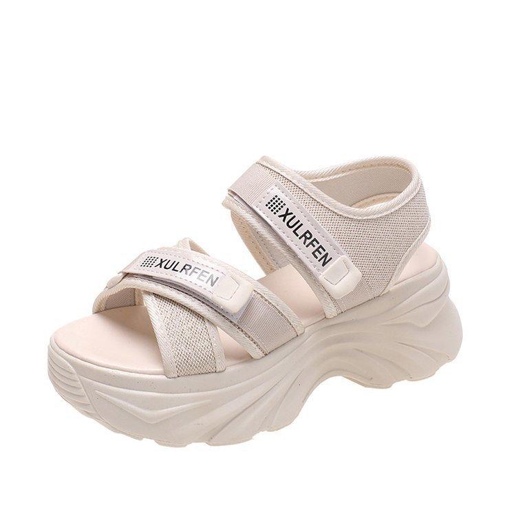 Sports Sandals Women's 2025 Summer New Platform Women's Shoes Fashion Solid Color Velcro Beach Casual Women's Sandals