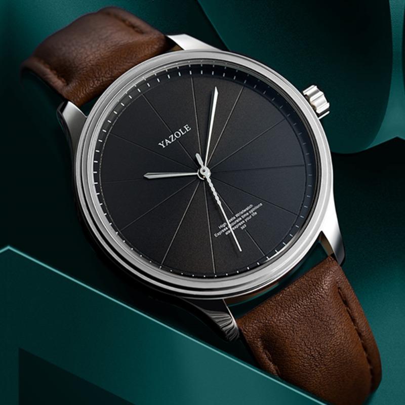 Minimalist Men Watch YAZOLE Brand Leather Belt Analog Quartz Wristwatch Business Fashion Male Clock Gift Relogio Masculino