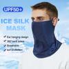 Ice Silk Cycling Bandana Breathable Mesh Face Cover Half Mask Hang-Ear Neck Gaiter Cool Tube Scarf for Sport Running Hiking