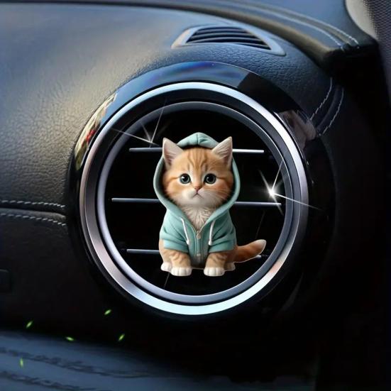 Милый котенок автомобильный дефлектор зажимы многоразовый автомобильный диффузор кошка воздушный дефлектор зажимы автомобиль