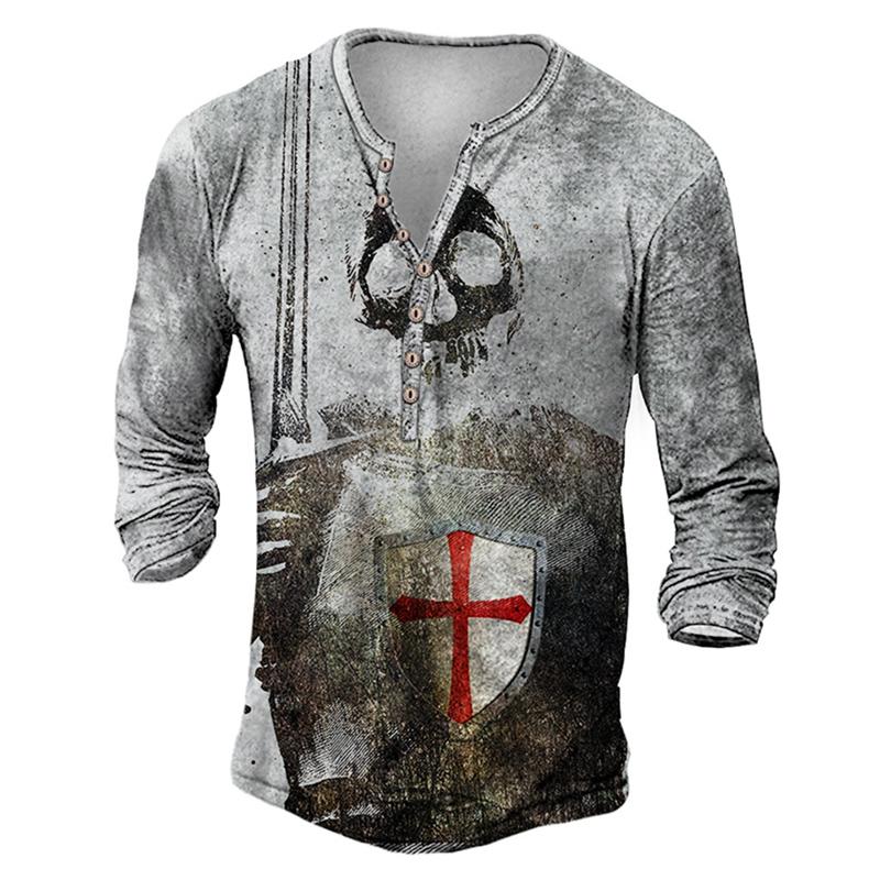 Мужская новая повседневная футболка с длинным рукавом на пуговицах из 100% полиэстера, быстросохнущая футболка