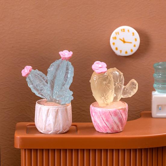 1/6Pcs Luminous Cactus Figurine Set Unique Resin Ornaments Glow-in-the-dark Desert Plant Sculpture Cactus Outdoor Garden Decoration