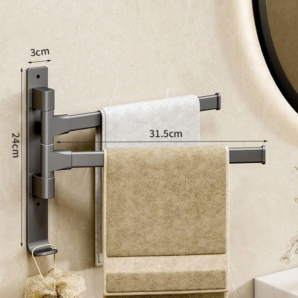 Wall Mount Rotating Towel Rack Hanger Holder Towel Bar Useful Bathroom Shelf