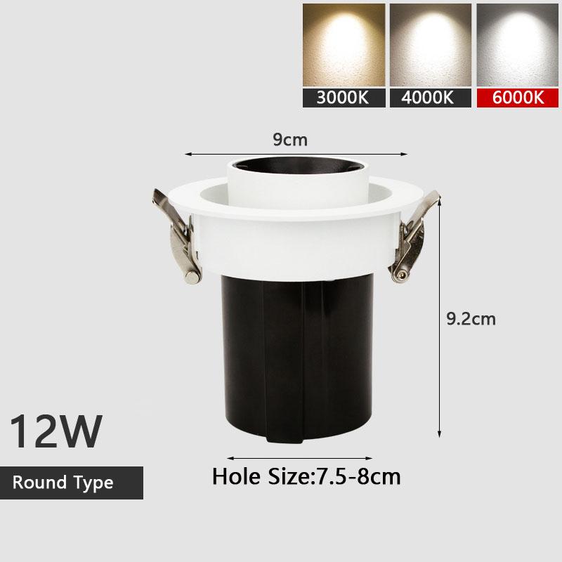 Диммируемый светодиодный даунлайт Алюминиевый встраиваемый Выдвижной вращающийся 5 Вт 7 Вт 12 Вт 18 Вт 25 Вт 30 Вт Чип COB Точечный светильник Потолочная лампа AC85-265В