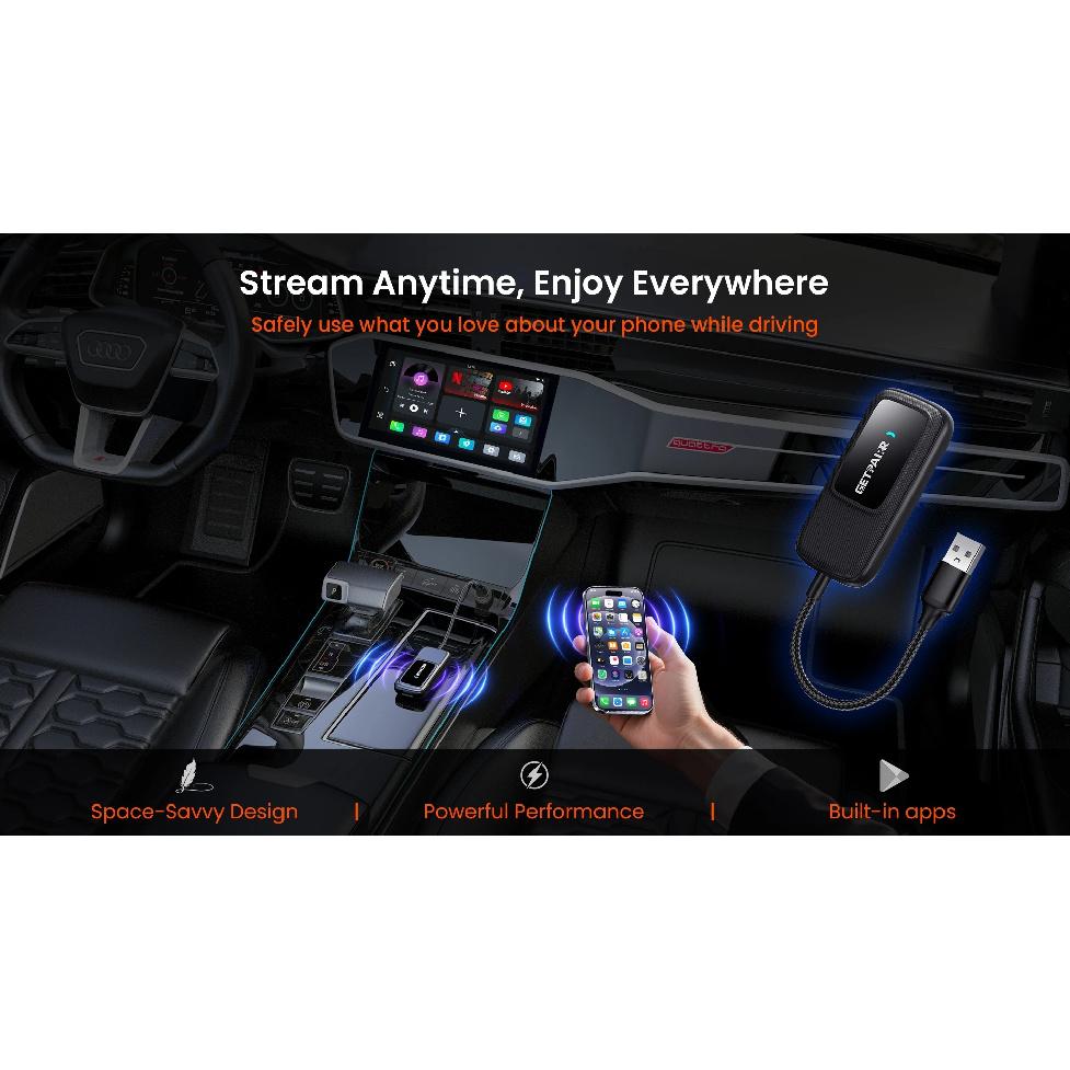 Getpairr Play2Video Ultra Ai Box Wireless Carplay Android Auto Adapter Built in Youtube Netflix Video Box For 98% of Cars