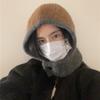 Autumn and winter new balaclava hat warm hat scarf integrated female couple ear protection knitted hat tide