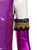 Girls Circus Costume Set Shiny Sequins Mock Neck Sleeveless Jumpsuit Matched Metallic Over Sleeve