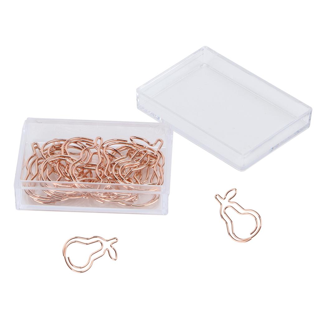 12pcs Professional Cute Pear Shaped Paper Clip Document Organizing Paper Clip (Rose Gold)
