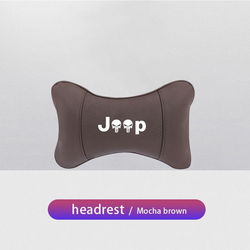 Car Seat Headrest Auto Logo Neck Pillow For Jeep Wrangler Rubicon Renegade Compass Grand Cherokee Patriot Liberty Gladiator JK AKZ1