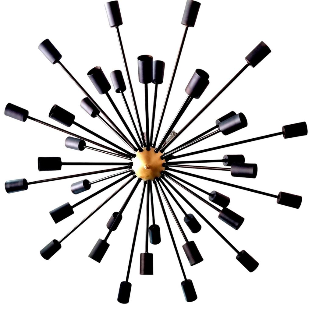36 Arms Black Cone Arms Sputnik Metal Lamp Industrial Modern Chandelier Fixture Handcrafted Light For Home Interior