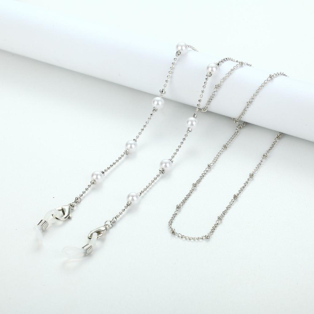 Metal Hangs Disc Neck Pearl Silver Color Sunglasses Chain Mask Lanyard Mask Holder Glasses Chain
