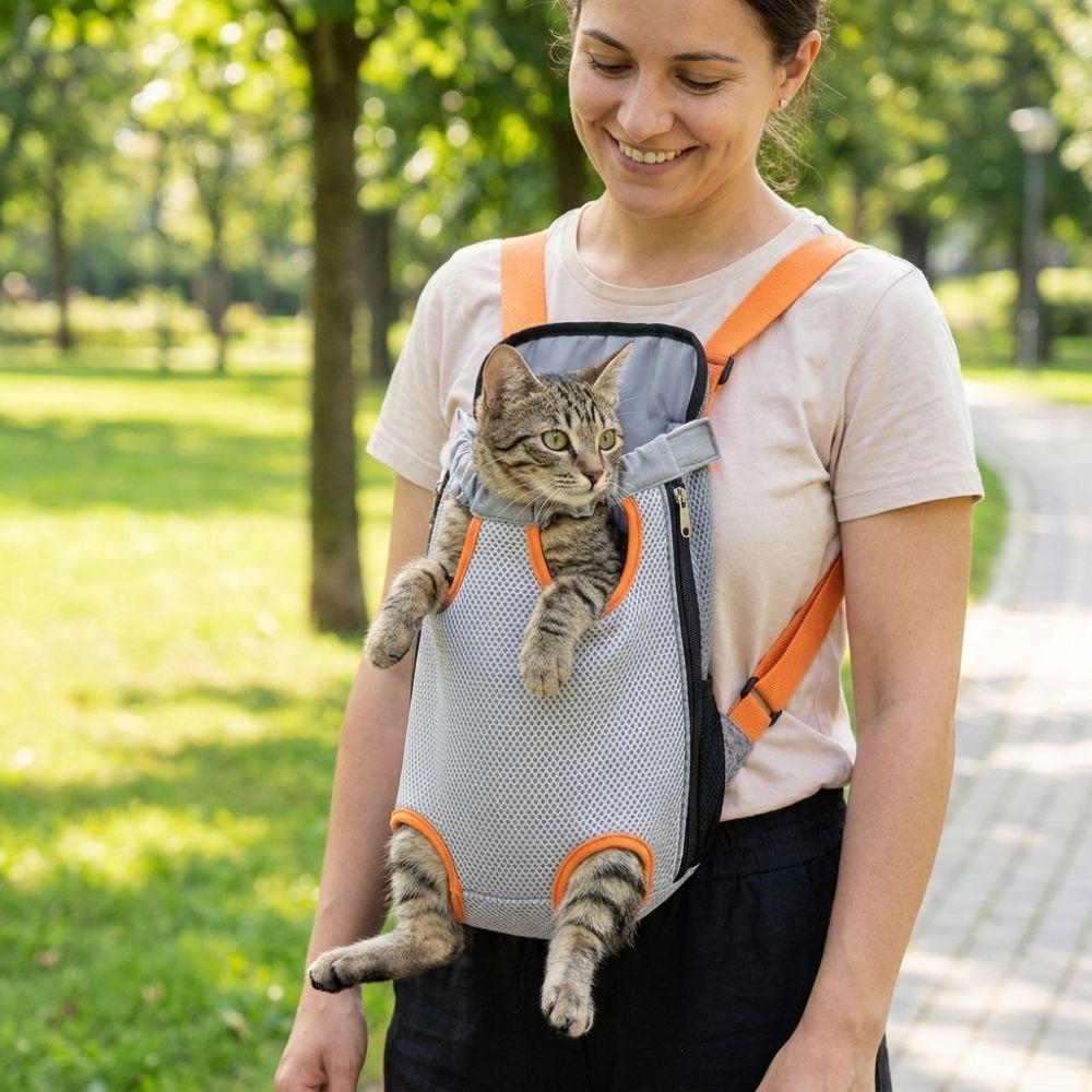 Double Shoulder Dog Front Carrier Breathable Mesh Dog Carrying Bag Pet Outdoor Backpack Camping