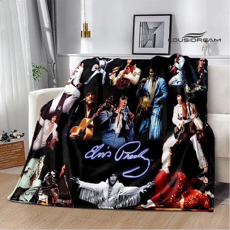 E-Elvis-Presley Retro print blanket blankets for beds Picnic blankets Flange blanket Soft and comfortable blanket birthday gift