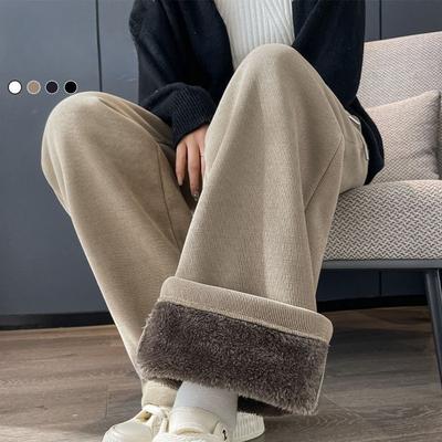 Широкие брюки из овечьего бархата, женские брюки, теплые и бархатные зимние повседневные свободные утолщенные брюки прямого кроя