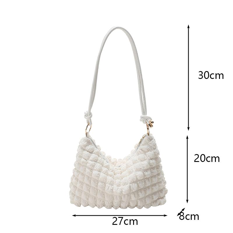 Canvas Wrinkle Bag for Women Shoulder Bags Pleated Bubbles Handbags Padded Casual Underarm Quilted Bag Tote Cloud Bag Purse