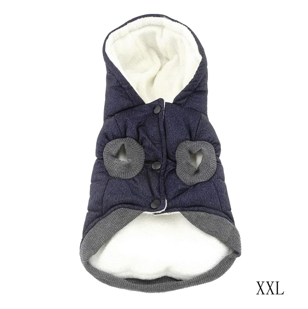 Куртка, толстовка, зимний пуховик, домашнее пальто с капюшоном Anumal, теплая одежда для крупных и средних собак (L (грудь: 44см, Шея: 29см), синий)