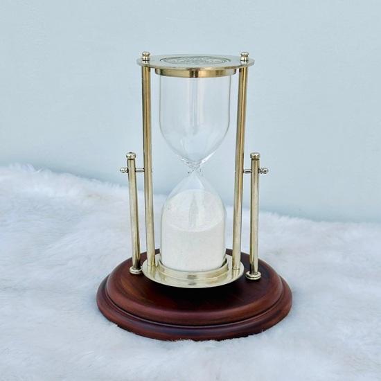 Rotating Unity Sand Ceremony Hourglass, for Weddings Special Moments, Brass Hourglass with Wooden Base