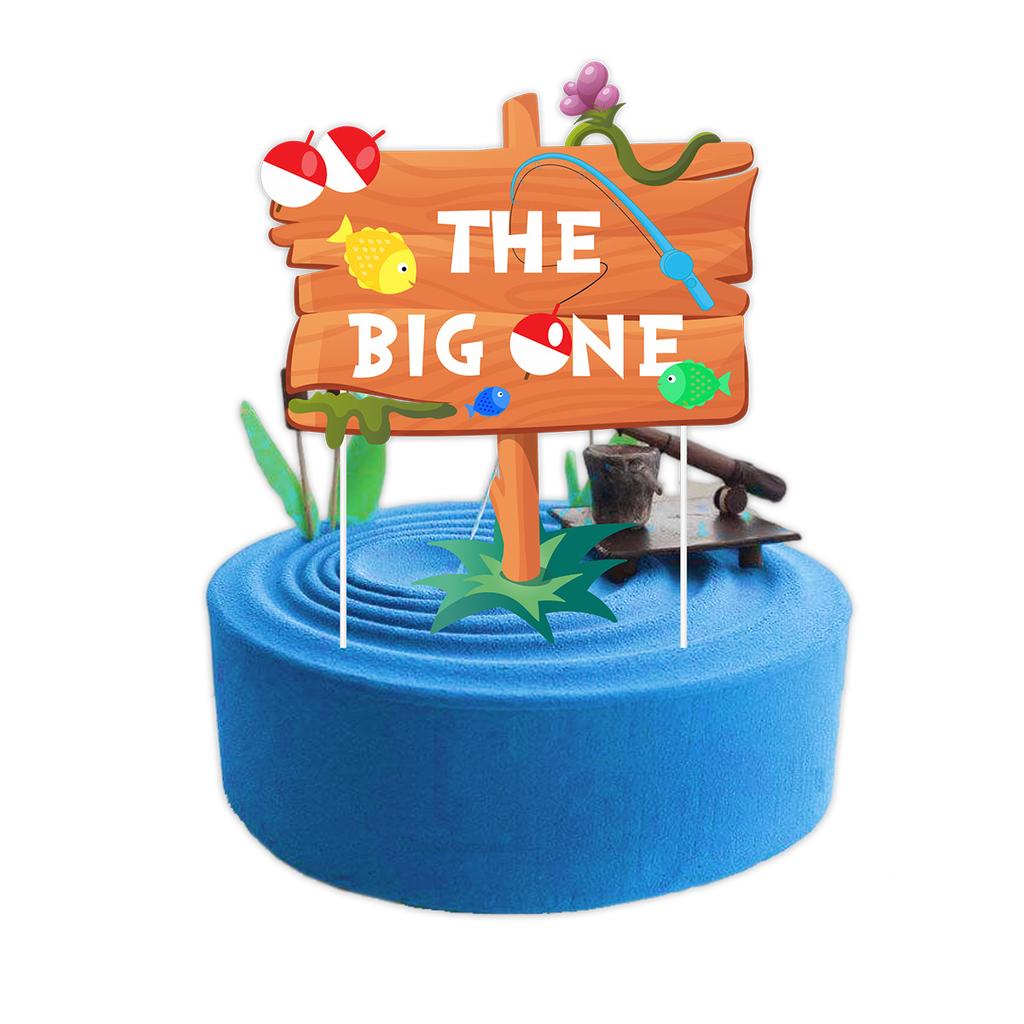 Retirement Fishing Theme Birthday Party Decoration La Flag Latte Cake Plug-In Set Custom Handmade