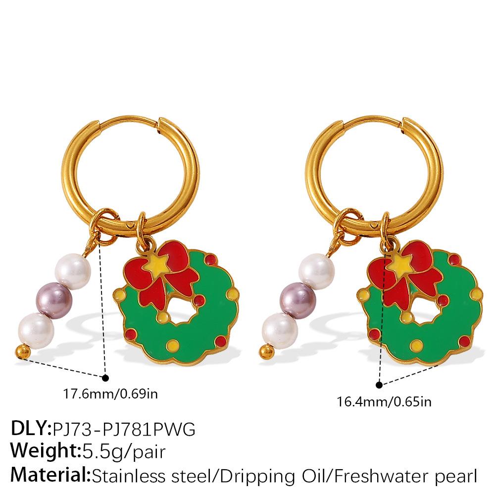 New Europe and America Cross Border Christmas Versatile DIY Pendant Earrings Stainless Steel 18K Gold Plating Atmosphere for