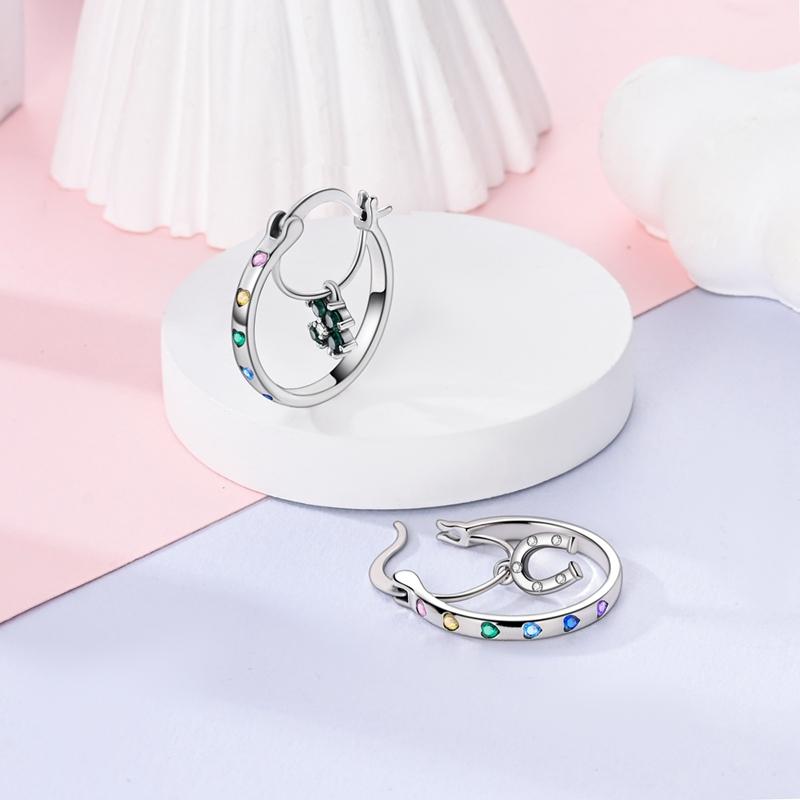 Серьги-кольца из серебра 925 пробы с циркониевыми звездами для женщин Украшения Подарок на годовщину свадьбы Изготовление ювелирных изделий