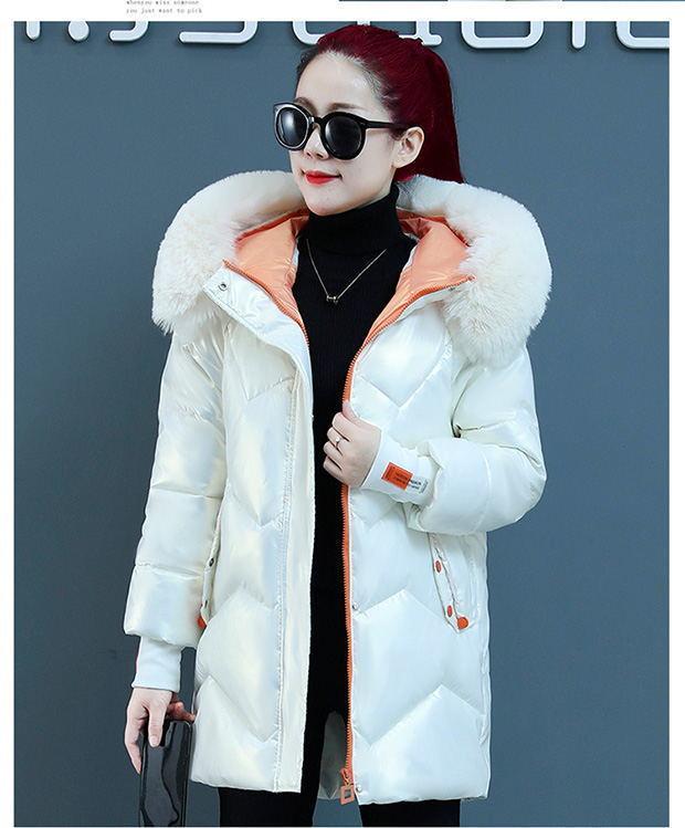 Осень и зима Яркая однотонная с капюшоном большой меховой воротник Свободная повседневная ветрозащитная утепленная теплая короткая женская куртка 5 цветов